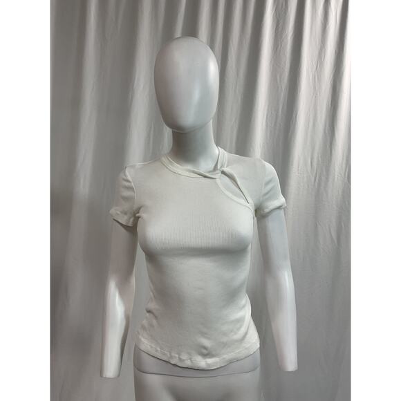 Helmut Lang 'Base' White Cut Out Rib Tee Size XS - Picture 2 of 5